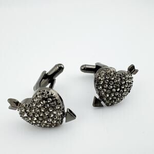 Pave Heart Arrow‎ Cufflinks